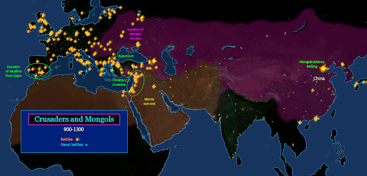Crusaders, Mongol Hordes, 1300 AD map